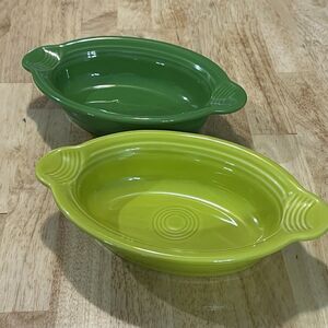 Fiesta Ware Individual Casserole Oval Baking Dish Set of 2 Lime & Shamrock Green